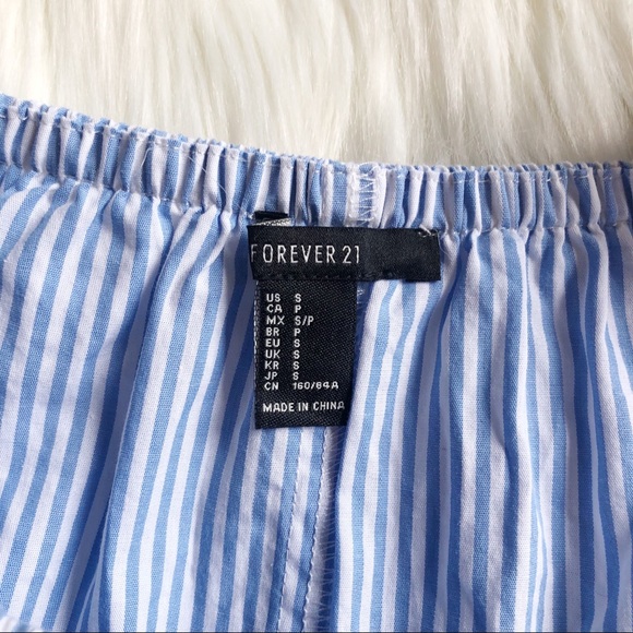 Blue striped Pom Pom off the shoulder dress - Picture 4 of 4